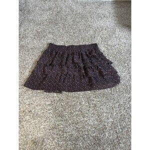 American Eagle Floral Tiered Skirt XL Navy Pink Smocked Waist Boho